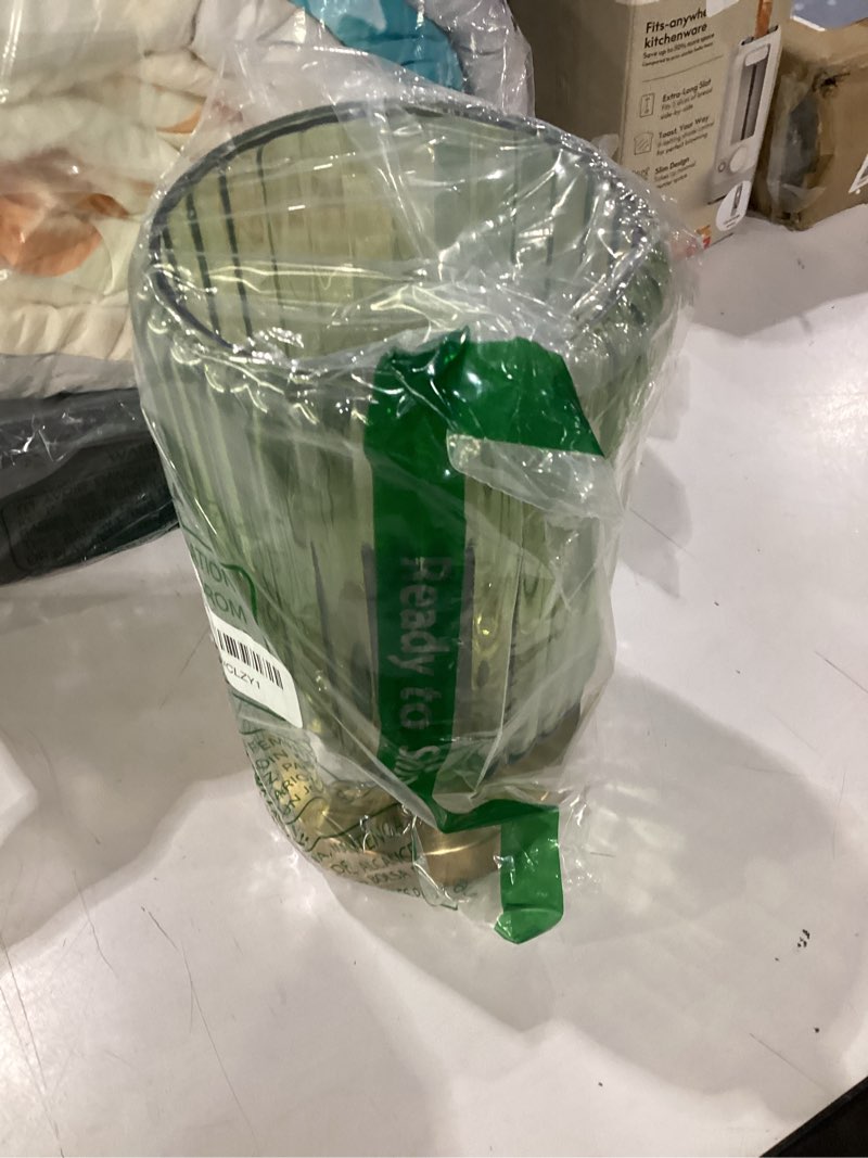Condition photo showing Good Condition for cordless table lamp for bedroom, 7500mah rechargeable battery operated lamp, modern touch dimmable wireless lamp gold base green glass shade for living room, desk, led bulb included