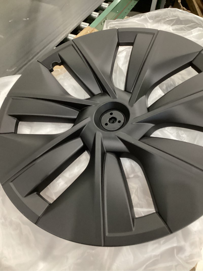Condition photo showing Good Condition for 4 pack))))tesla model 3 hub caps set, 18 inch hub cap cover, matt black 2021 + 2022 + 2023 accessories for aero rims - wheel hub cover turbine rim protector