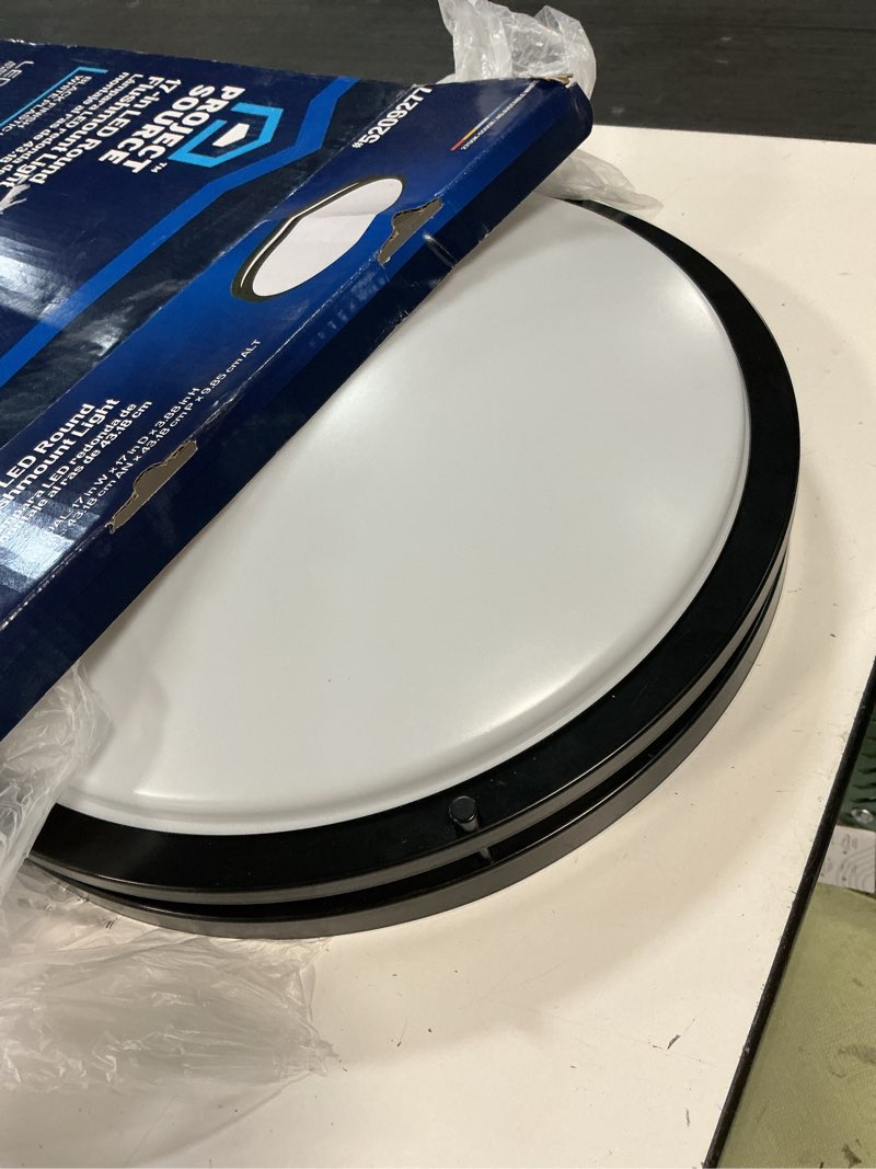 Condition photo showing As Is for project source 1-light 17-in matte black integrated led flush mount light