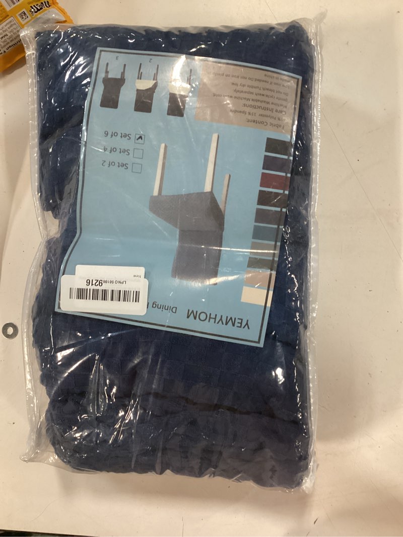 Condition photo showing New/Like New for yemyhom 6 packs latest checkered dining chair slipcover parsons chair furniture protector stretch chair covers for dining room, restaurant, kitchen, party (navy) 6 packs - dining chair navy