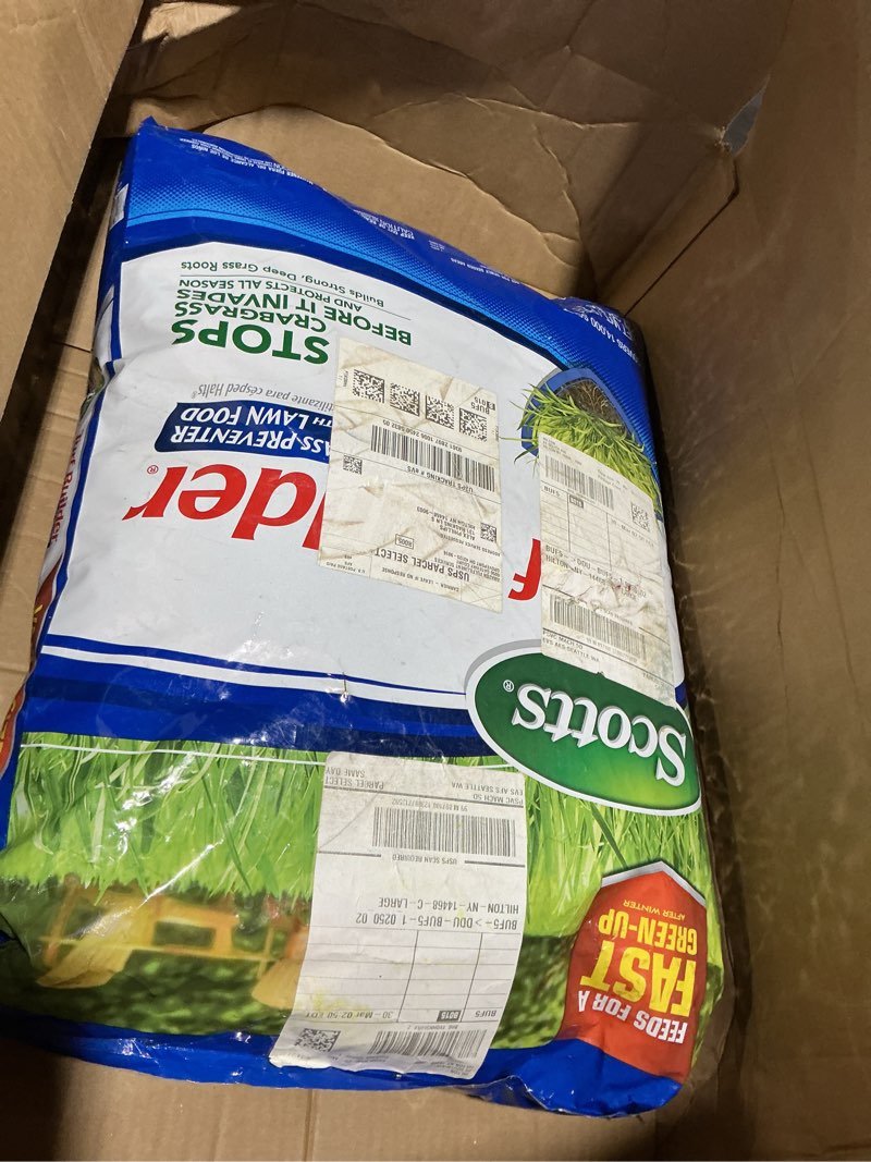 Condition photo showing New/Like New for scotts turf builder halts crabgrass preventer with lawn food - pre-emergent weed killer, lawn fertilizer, 14,000 sq. ft., 37.38 lb. 14,000 sq. ft. 1 pack