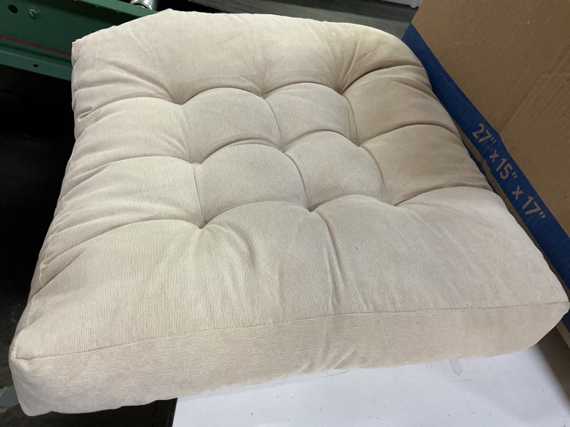 Condition photo showing Good Condition for meditation floor pillow set of 5, square large pillows seating for adults, tufted corduroy cushion for balcony outdoor tatami living room, beige, 22x22 inch