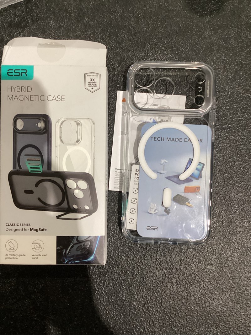 Condition photo showing Good Condition for esr for iphone 17 pro max case with stash stand, camera control cover compatible with magsafe, military-grade drop protection phone case for iphone 17 pro max, scratch-resistant back cover, clear iphone 17 pro max a-clear