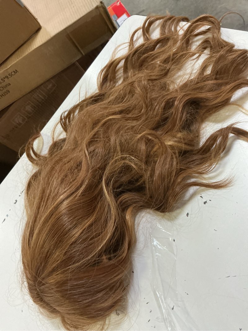 Condition photo showing As Is for eawwii honey blonde highlights wig for women long wavy 4x1 lace natural hairline glueless for beginners middle part synthetic for daily party use 26inch 26 inch honey blonde highlights