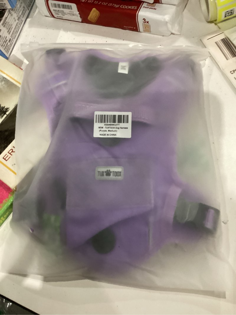 Condition photo showing New/Like New for No Pull Dog Harness Medium Sized Dog for Service, Easy Walk, Training - Adjustable Reflective Dog Vest with Handle Easy Control - No Choke Metal Buckled Pet Harnesses (Purple, Medium) Medium Purple