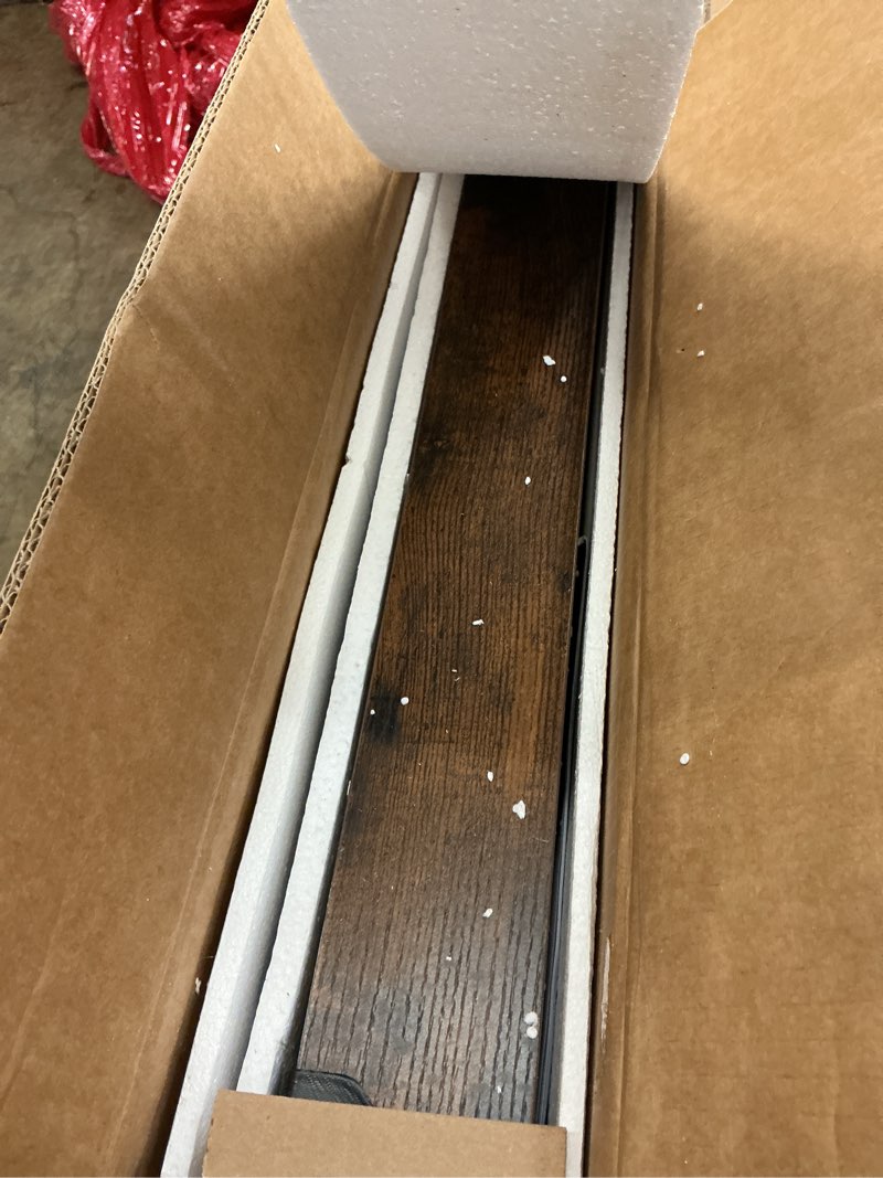 Condition photo showing New/Like New for huuger console table with charging station, usb-c port, 2 tiers entryway table, 53.9 inch sofa table with metal legs, entry hallway table with thicker desktop, modern behind couch table, rustic brown 11.8"d×53.9"w×31.5h" rustic brown