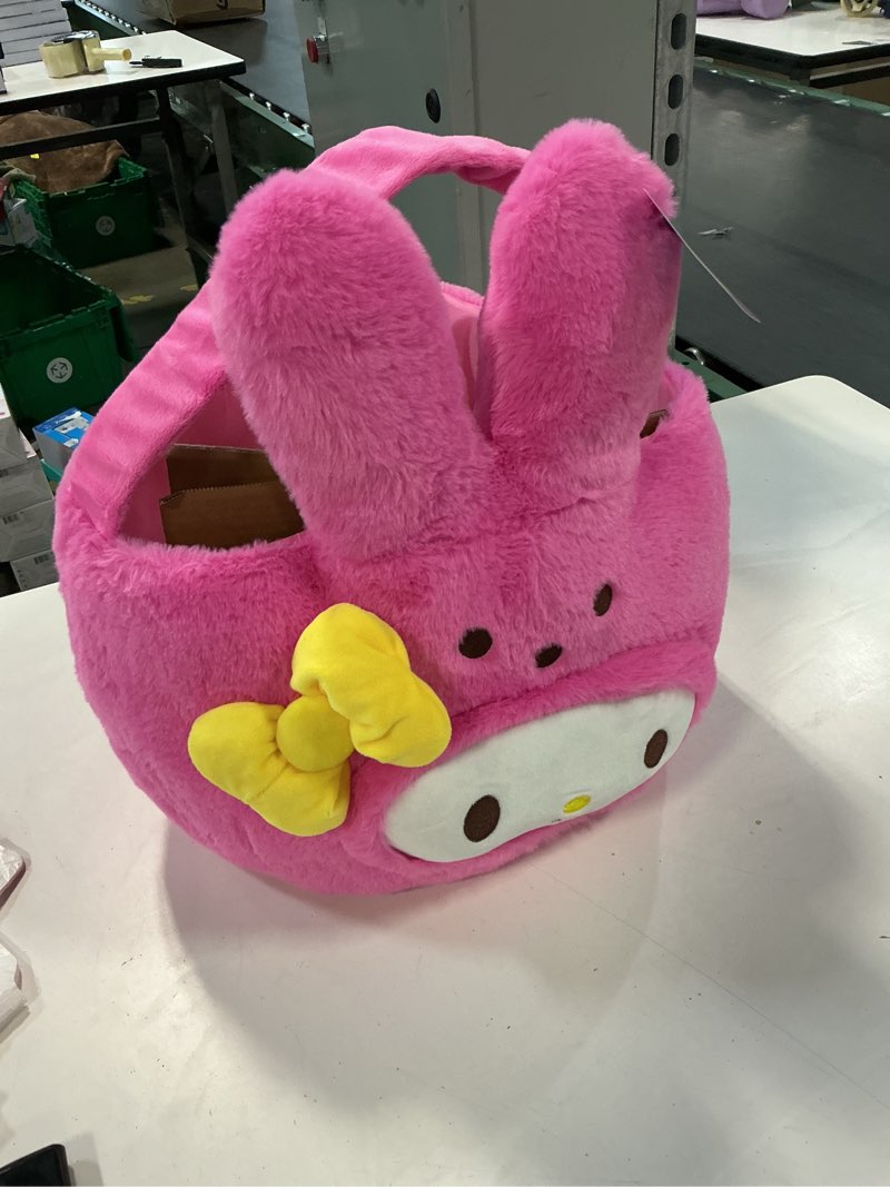 Condition photo showing New/Like New for peeps sanrio my melody bunny plush easter basket - pink