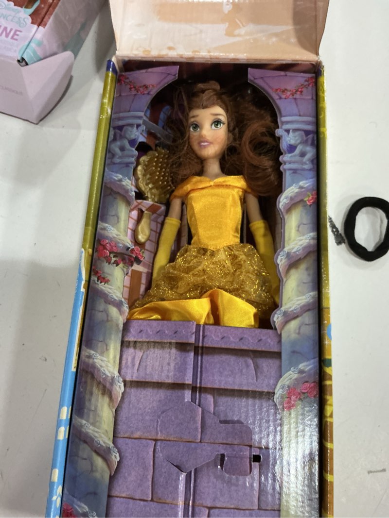 Condition photo showing New/Like New for disney store official disney princess classic doll (belle from beauty and the beast), 11 inches, includes brush with molded details, posable toy in classic outfit - disney princess toys for girls