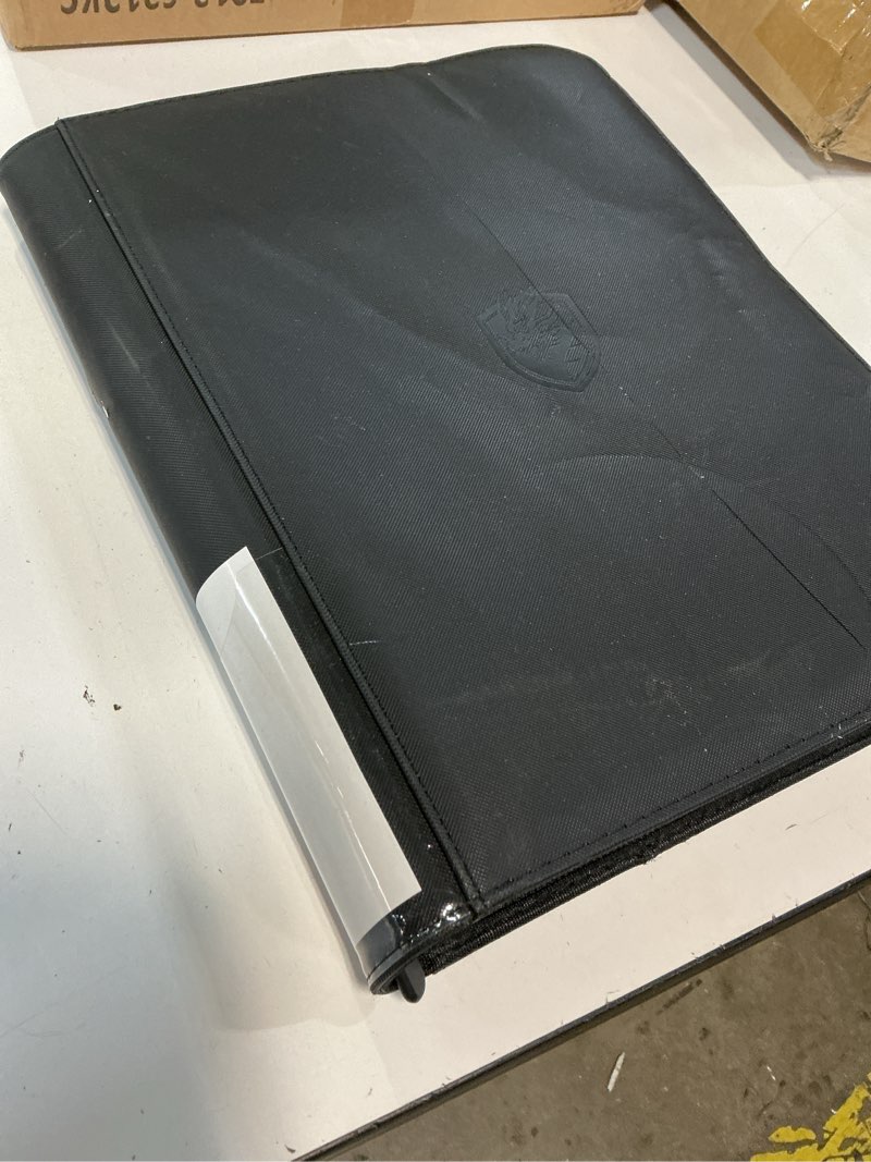 Condition photo showing Good Condition for premium zip card binder, fabmaker 9 pocket trading card binder pu cover | zipper card collection album for 360 cards, sturdy side-loading card folder holder for game & sports cards, black