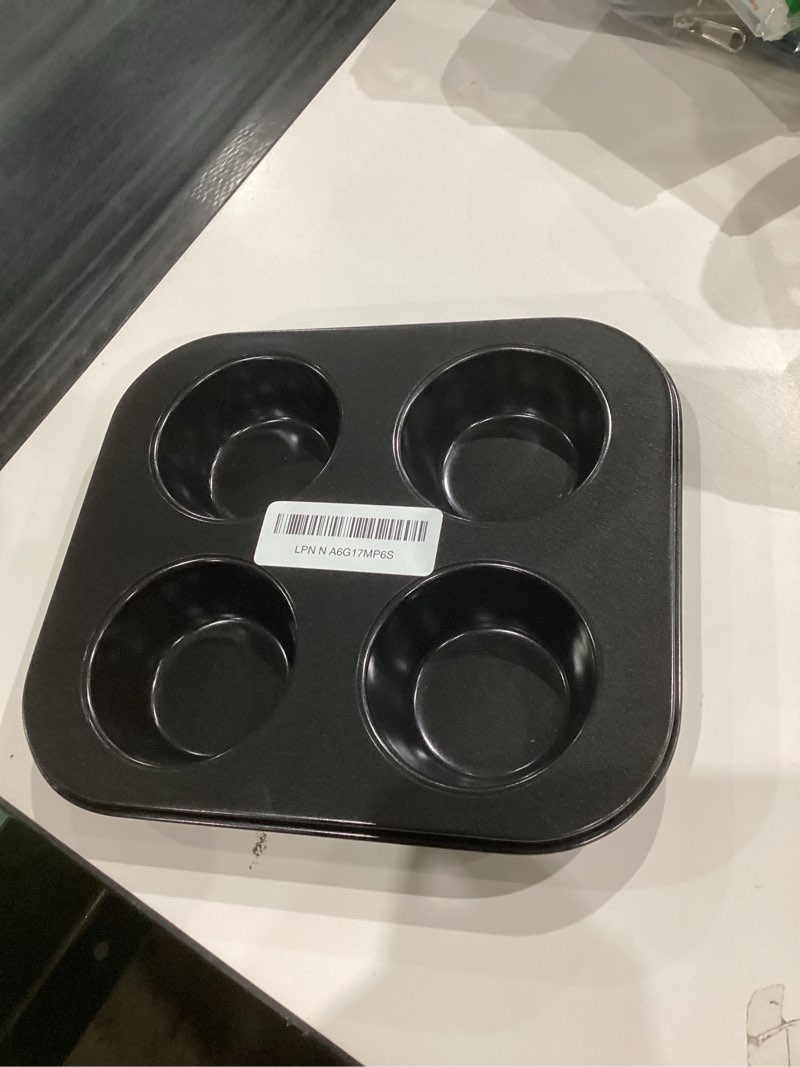 Condition photo showing Good Condition for 4 Cup Muffin Pan 2 Pcs (8.5 X 7.48 Inch) Air Fryer Small Oven Cupcake Baking Pan Non Stick No Toxic Bakeware 2pcs 4-cups pan