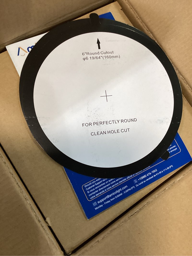 Condition photo showing New/Like New for amico 6 pack 6 inch 5cct ultra-thin led recessed ceiling light with junction box, 2700k/3000k/3500k/4000k/5000k selectable, 12w eqv 110w, dimmable canless downlight, 1050lm high brightness,black