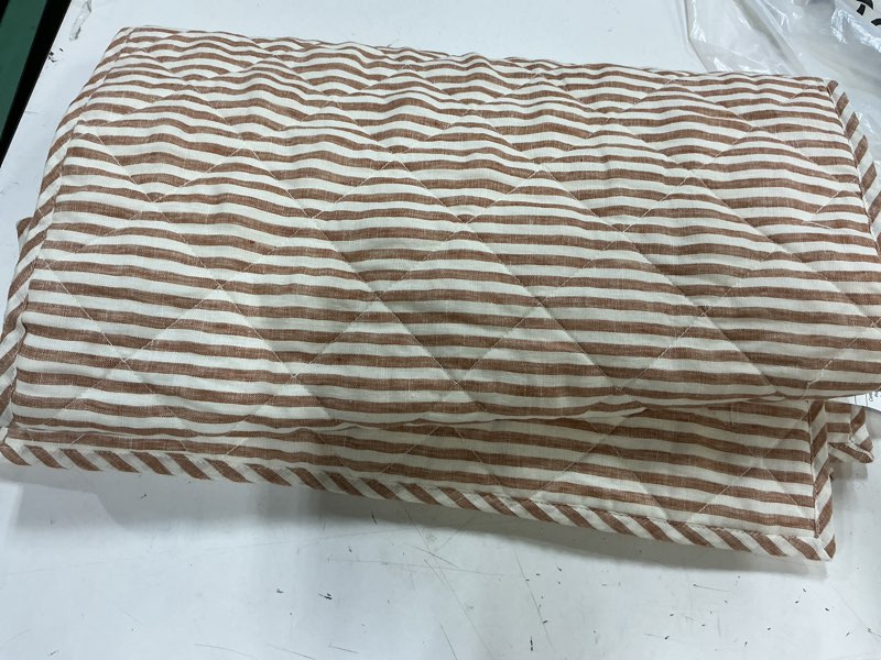Condition photo showing Good Condition for quince european linen stripe quilted sham set king terracotta/white stripe