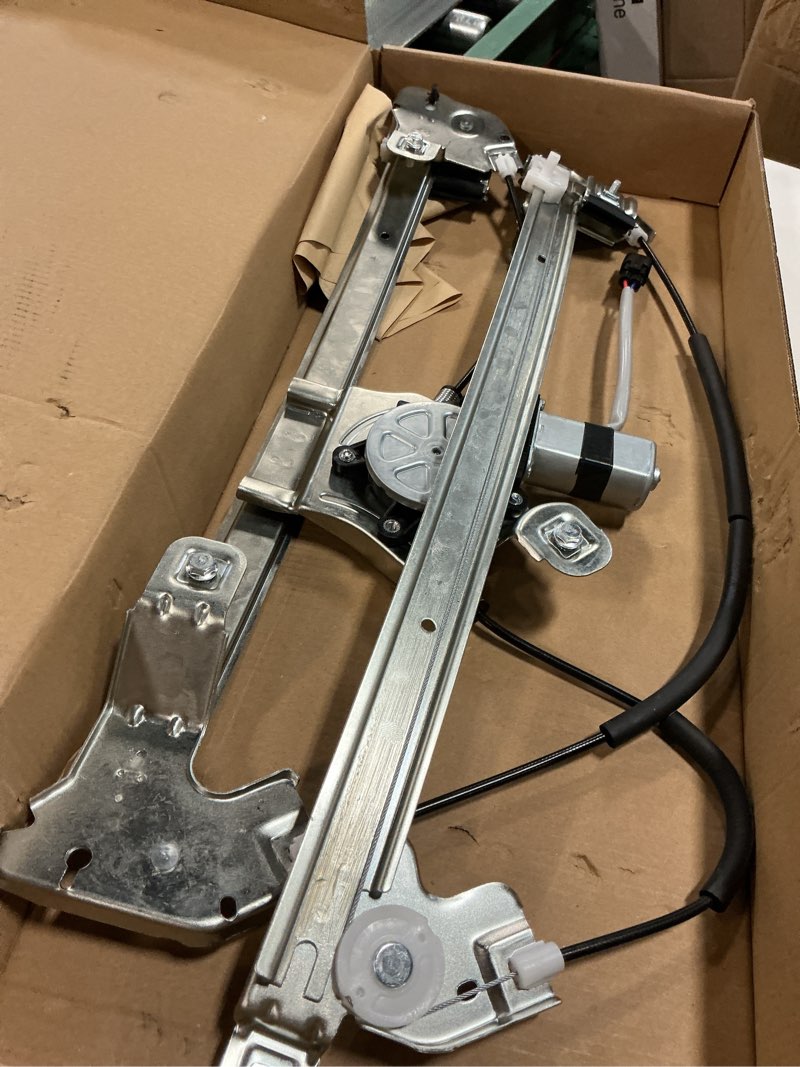 Condition photo showing As Is for obaee 741-428 front left driver side power window regulator and motor assembly compatible with ford f-150 2004-2008, lincoln mark lt base 2006-2008, standard cab or crew cap
