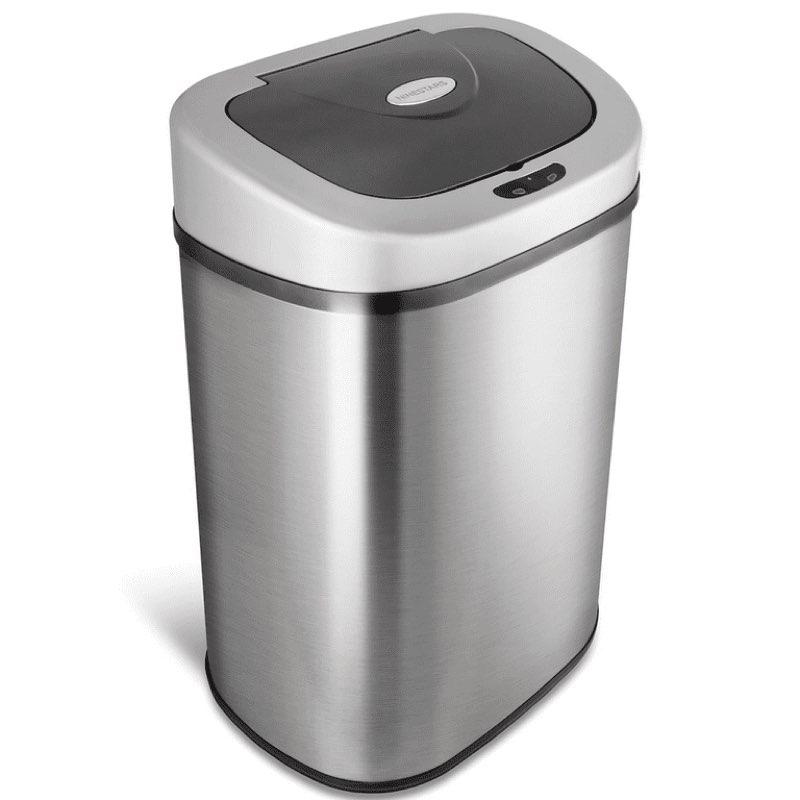 Nine Stars Automatic Trash Can, 21 Gallon Stainless Steel, Motion Sensor Hands Free Soft Close Lid Garbage Bin, Silver