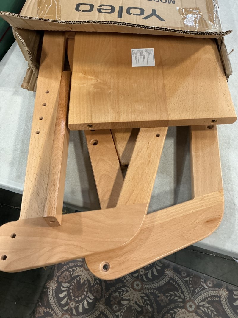 Condition photo showing Good Condition for wooden high chair for toddlers, adjustable feeding chair with removable cushion for child, high chair grows with kid for dining, studying, step tool(natural color) with cushion natural color