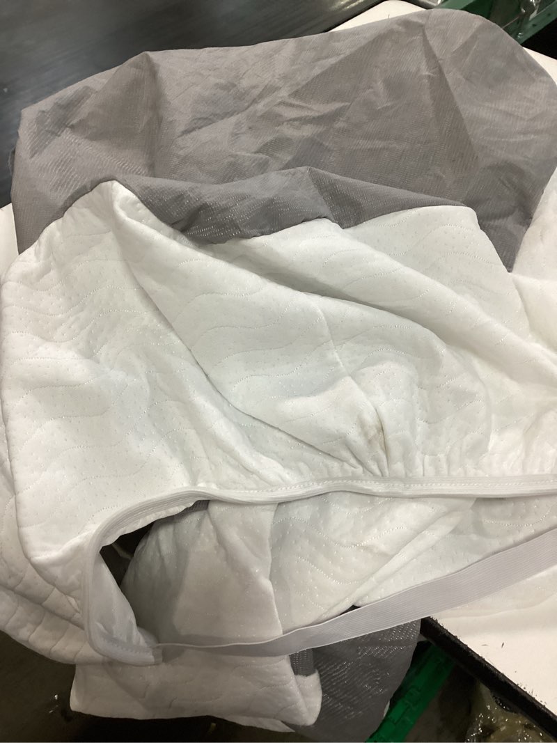 Condition photo showing As Is for twin xl waterproof bed pad with corner straps for mattress up to 16in – quilted twin xl mattress pad for incontinence, bed wetting & night sweats | tpu washable reusable bed protector pad white twin xl