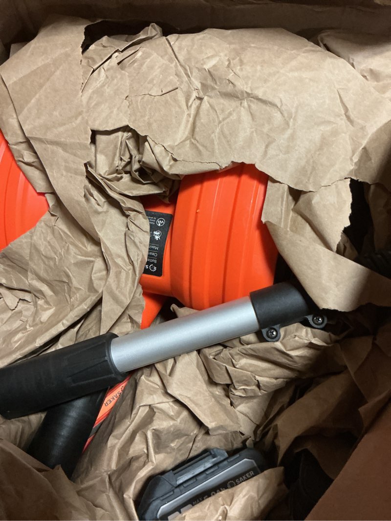 Condition photo showing As Is for cordless snow shovel 48v 600w with 2 batteries – 12" clearing width