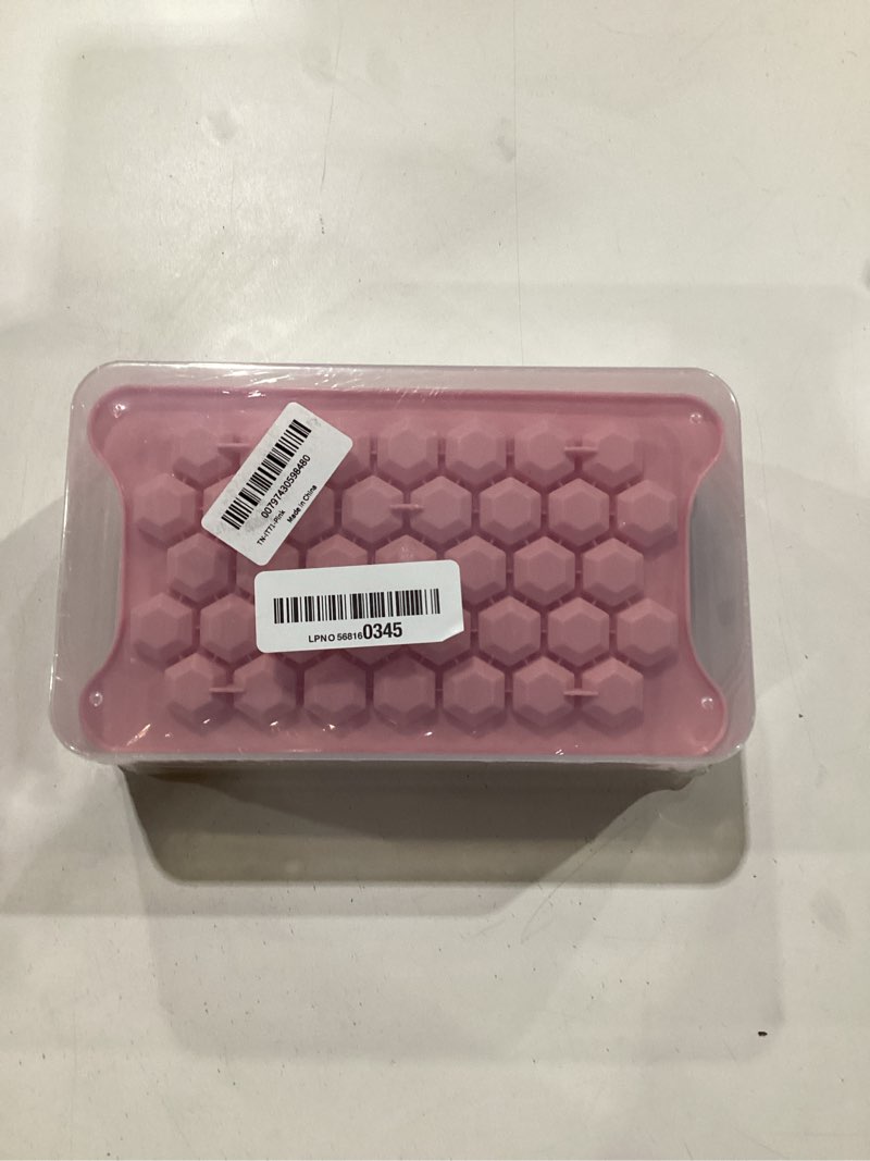 Condition photo showing New/Like New for mini ice cube tray for freezer: small plastic ice cubes trays for freezer with box - easy release stackable mini ice cube maker - nugget ice trays for freezer with ice container pink
