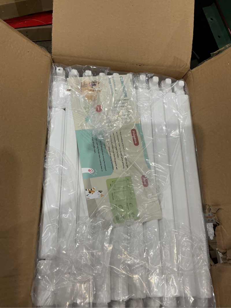 Condition photo showing Good Condition for clear acrylic dog playpen indoor, puppy cat small pet play pen, pet cat playpen for rabbits, dog fence crate kennel whelping cage (24", white, 10 panels) white 10 24"h