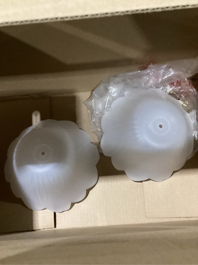 Condition photo showing Good Condition for aspen creative 28003-15-2, clip-on tulip shade in white finish, 8" diameter x 4" height, 2 pack white - tulip shade