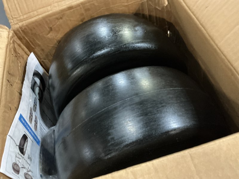 Condition photo showing Good Condition for AR-PRO (2-Pack) 13x6.50-6 Flat Free Tire and Wheel - Universal 13x6.5-6 Solid Rubbe Riding Lawn Mower Tire with Rim - With 5.5"-7.8” Centered Hub and 3/4" Bearings extra 5/8" 1/2” Bushings 13 x 6.50-6" Flat-Free White(Smooth Tread)