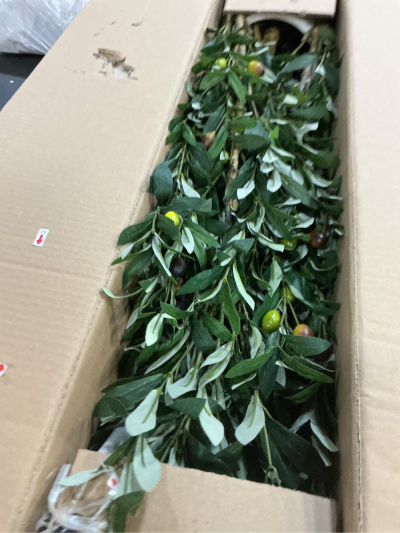Condition photo showing New/Like New for artificial fake olive tree 7ft tall 1pack with white planter faux silk olive tree for home living room office decor faux artificial plants indoor with fruit & free moss 1 7ft