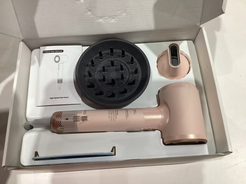 Condition photo showing As Is for Hair Dryer, Professional Blow Dryer with 140000 RPM High-Speed Brushless Motor for Fast Drying, Plasma Ionic Low Noise Quiet, Magnetic Diffuser & Cold Air Shot for Home Travel Salon,Pink