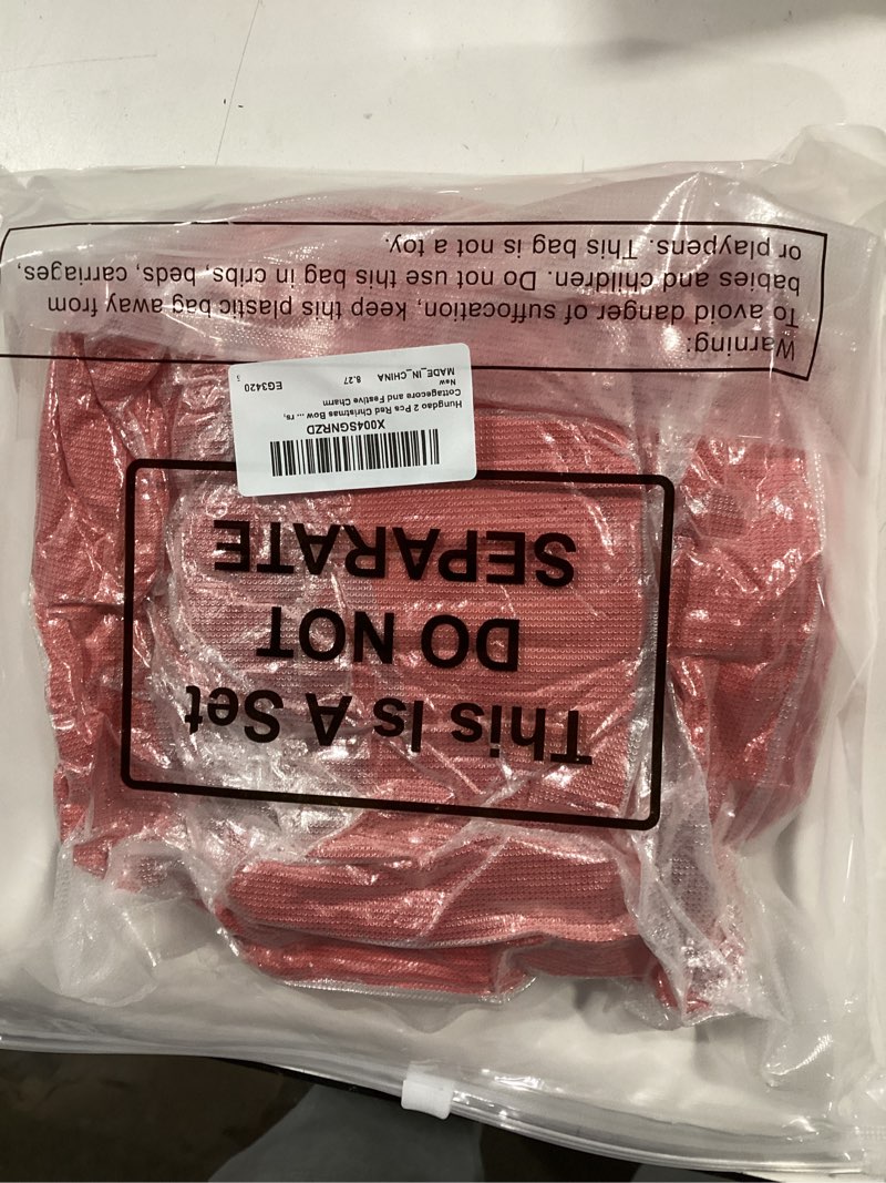 Condition photo showing As Is for Hungdao 2 Pcs Christmas Kitchen Towels Bows Decor Christmas Decorative Dish Hand Towels Red Bows for Xmas Bathroom and Kitchen Decor