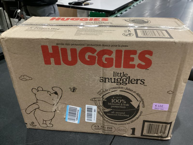 Condition photo showing New/Like New for Huggies Size 1 Diapers, Little Snugglers Diapers, Size 1 (8-14 lbs), 198 Count (6 Packs of 33), Packaging May Vary