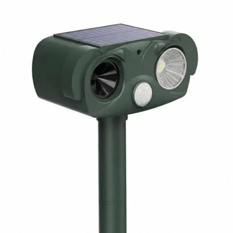 solar ultrasonic animal repellent outdoor, deer repellent devices waterproof, cat squirrel rabbit do
