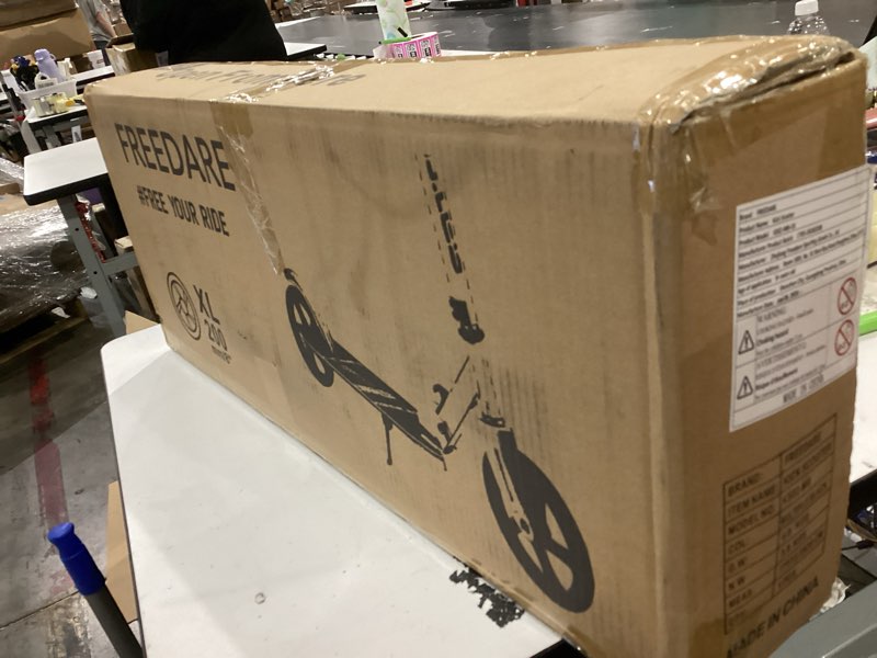 Condition photo showing New/Like New for freedare kick scooter for kids & adults ages 8+, foldable teen scooter with 2 big 8-inch wheels and 4-level adjustable handlebar, max load 220 lbs multiple black