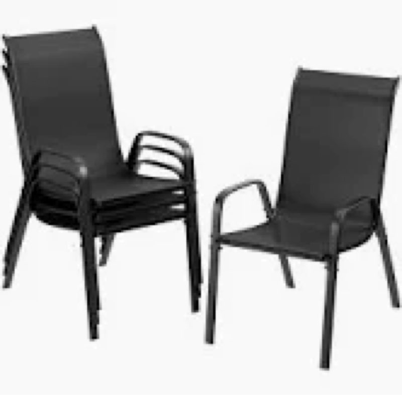 Outdoor textline stackable dining chairs set of two