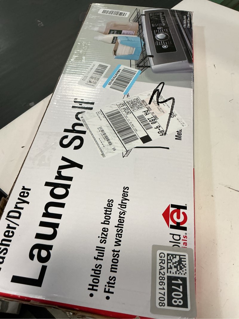 Condition photo showing Good Condition for Household Essentials Rear Display Over-The-Washer Storage Shelf to Organize and Store Laundry Room Supplies, Matte Black