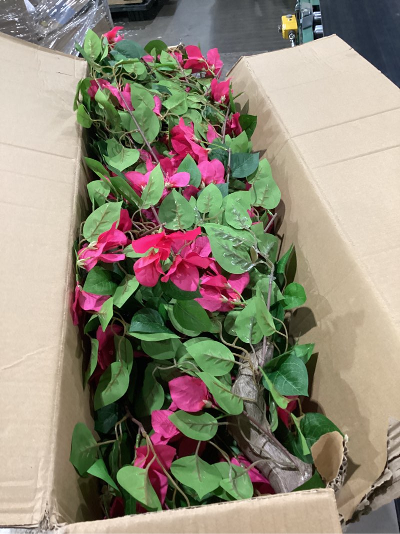 Condition photo showing New/Like New for artificial bougainvillea tree -5ft faux bougainvillea tree with realistic flowers, tall fake flower tree for indoor or outdoor decor, silk floral plant for living room, porch, garden (pink) pink 5ft