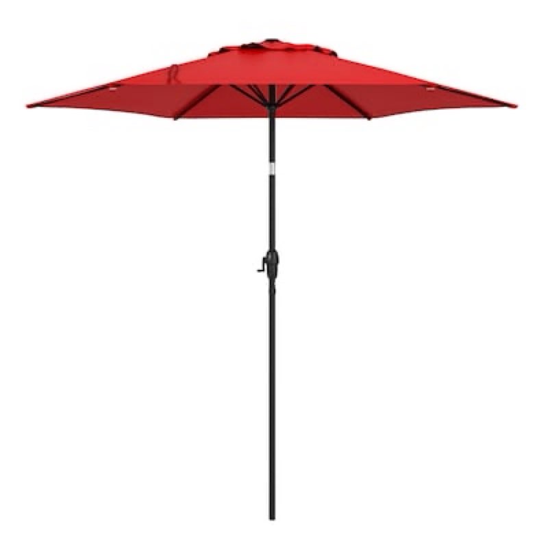 style selections 7.5-feet steel red push-button tilt market patio umbrella
