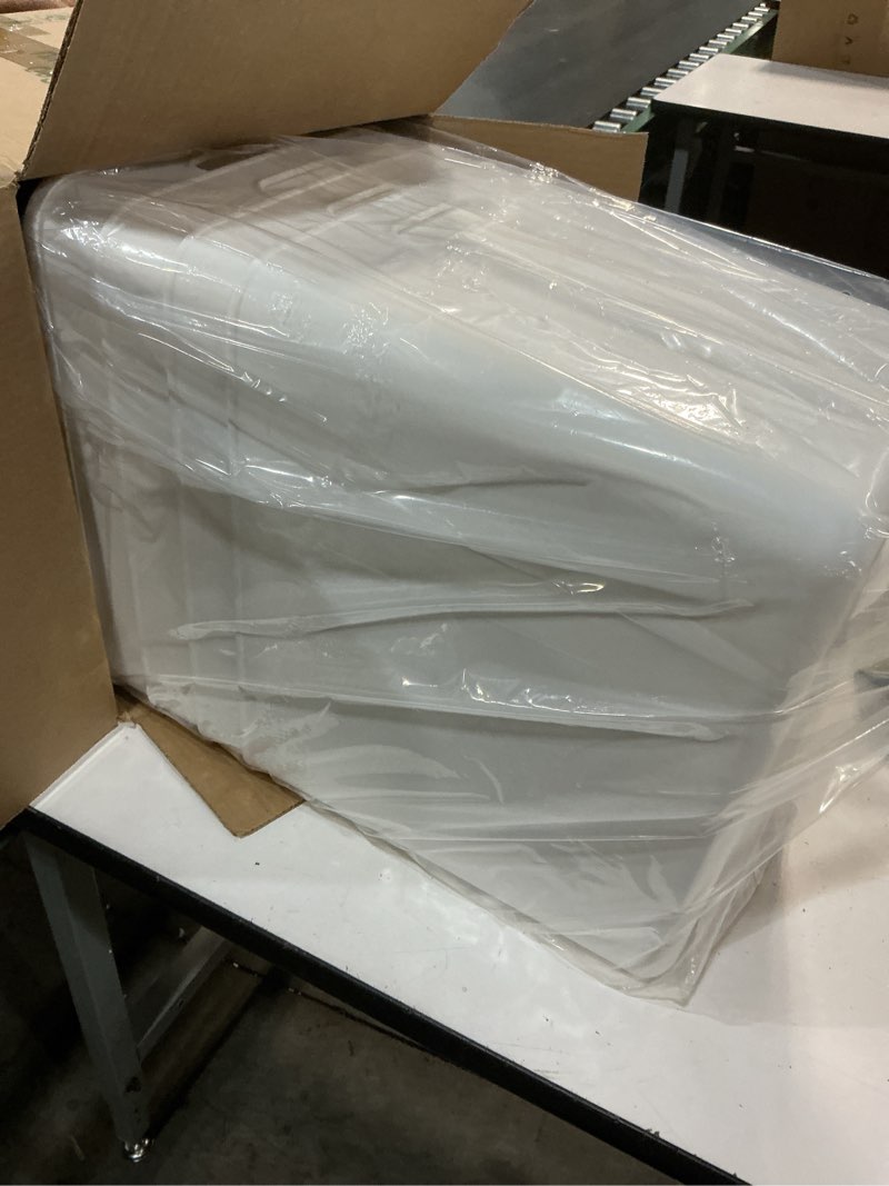 Condition photo showing Good Condition for 4 pack large plastic white storage bins baskets, toy box chest with lids and handle?organizer containers for baby?kids,snacks,nursery?shelves?playroom, bedroom?office,closet?home set of 4 extra large white