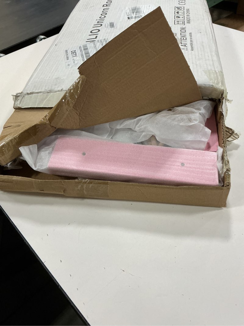 funlio unicorn wooden rocking horse ages 0.5-3, cute baby rocking horse with safety belt & backrest,