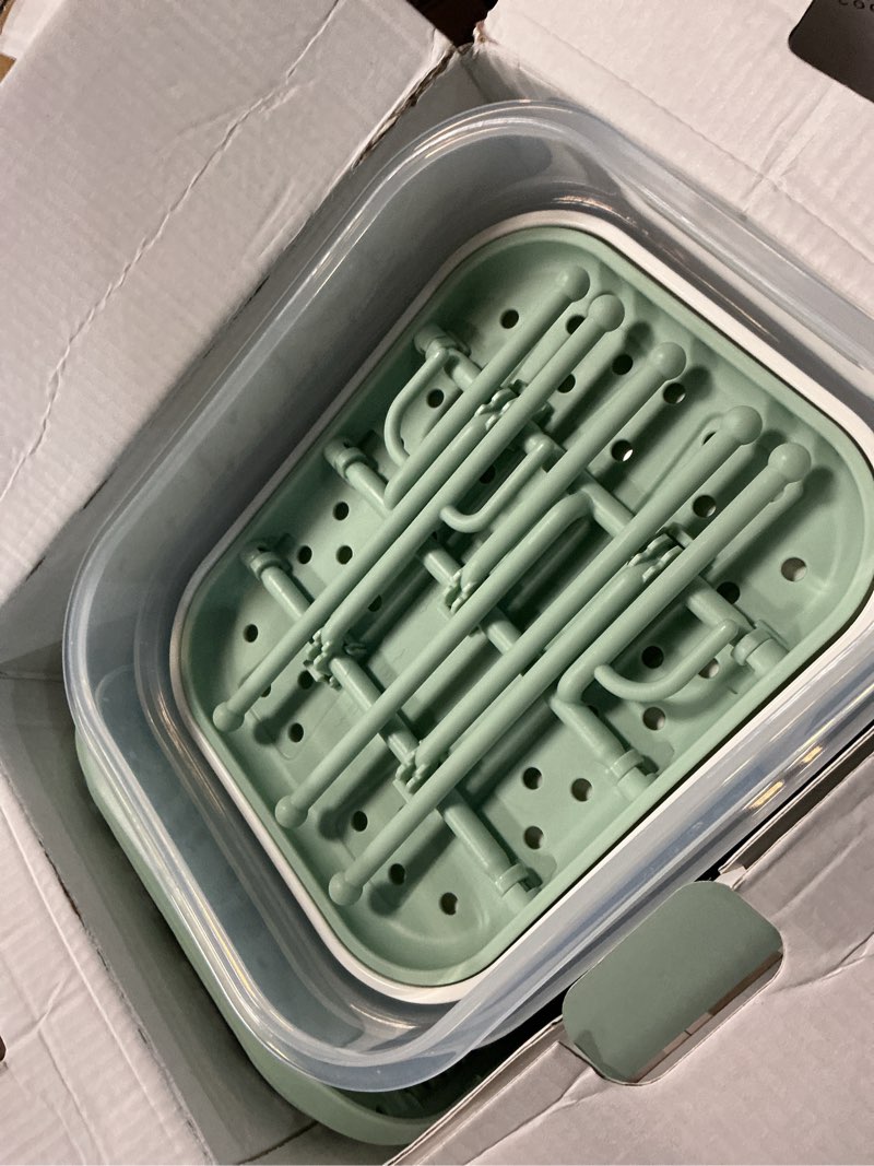 Condition photo showing Good Condition for momcozy bottle sterilizer and dryer, modular nesting space saving design, 6 bottles capacity, 4 in 1 compact sterilizer for baby bottles, breast pump parts & newborn essentials, drying rack included