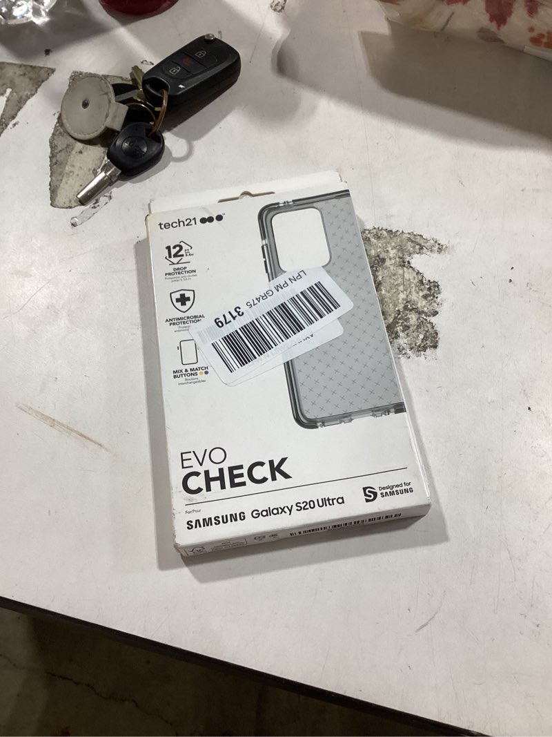 Condition photo showing New/Like New for tech21 evo check for samsung galaxy s20 ultra 5g phone case - hygienically clean germ fighting antimicrobial properties with 12ft drop protection, black, clear galaxy s20 ultra smokey/black