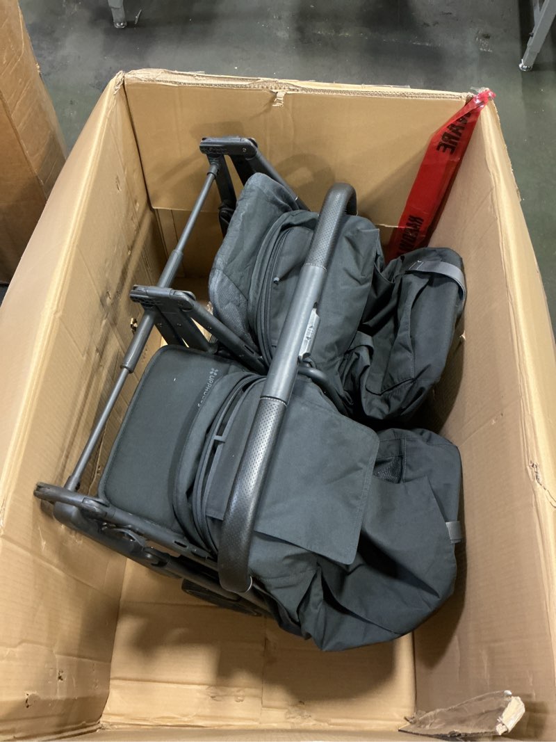 Condition photo showing As Is for UPPAbaby Minu Duo Side-by-Side Double Stroller - Lightweight + Compact Design for Travel - Easy Fold- From Birth to Toddler - Independent Recline -Greyson(Charcoal Mélange/Carbon Frame/Saddle Leather) Greyson (Charcoal Mélange/Carbon Frame/Saddle Leather)