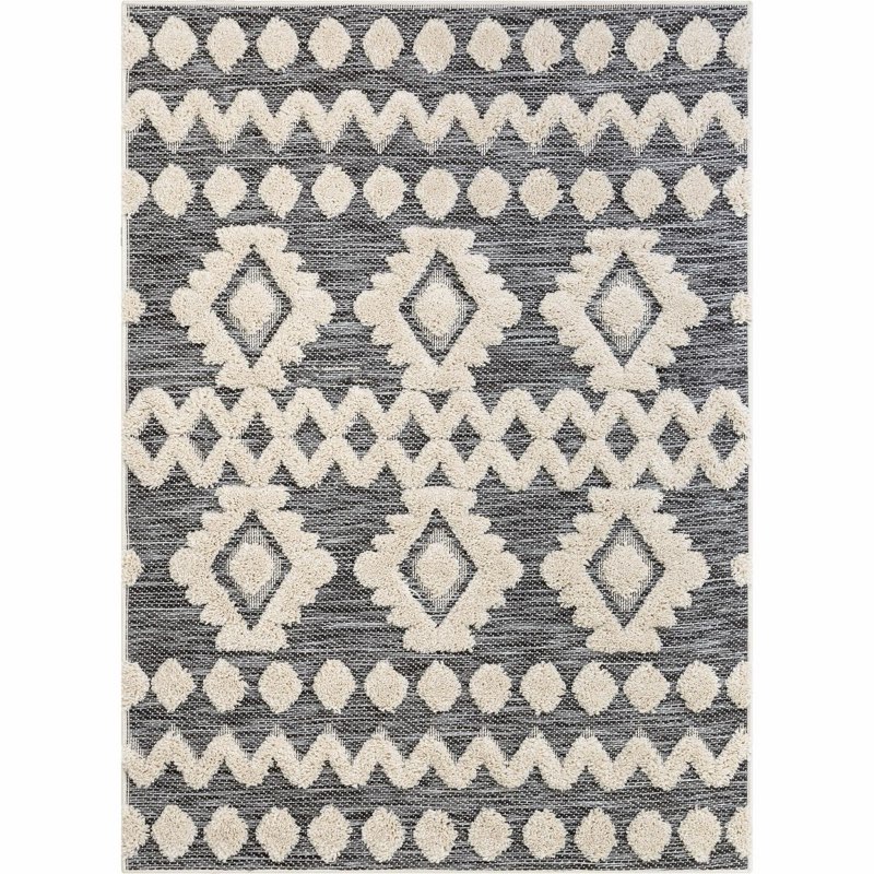 Well Woven Cenar Flat-Weave Hi-Low Pile Diamond Medallion Stripes Moroccan Area Rug