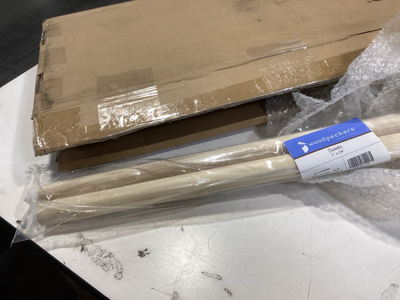 Condition photo showing Good Condition for Dowel Rods Wood Sticks Wooden Dowel Rods – 1 x 24 Inch Unfinished Hardwood Sticks – for Crafts and DIYers – 2 Pieces by Woodpeckers 1" x 24" 2