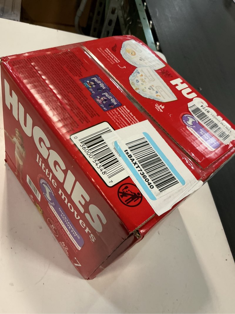 Condition photo showing New/Like New for huggies size 7 diapers, little movers baby diapers, size 7 (41+ lbs), 42 count, packaging may vary size 7 42