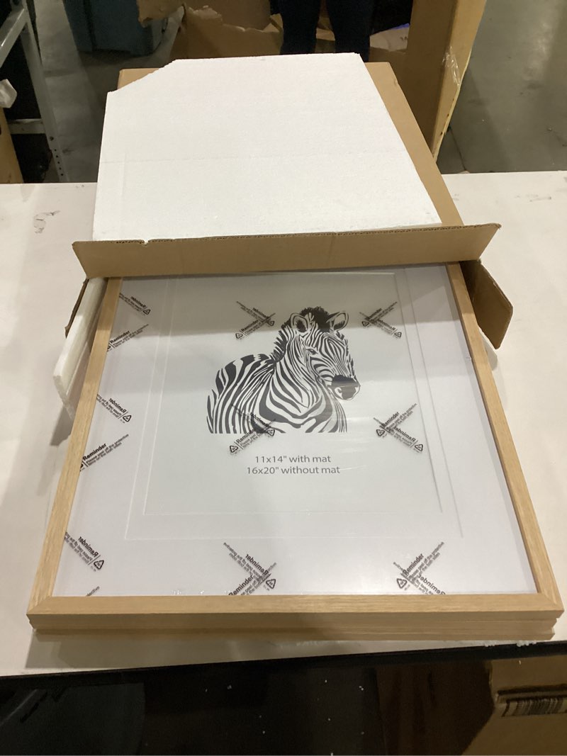 Condition photo showing Good Condition for 16x20 picture frames matted for 11x14 and 12x16 picture, set of 3 solid wood picture frame with plexiglass, wall gallery frame set for tabletop or wall mounting display (3 pack of oak) oak 16x20" -3 pack