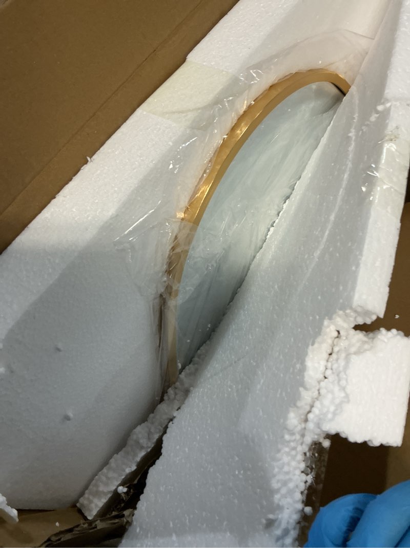 Condition photo showing Good Condition for irregular wall mirror, gold bathroom wavy abstract mirror for over sink, decorative cloud-shaped wall mirror, stylish shatter-proof hd mirror for bedroom, entryway (22"x36", s, 1 pack) gold-1 pack 36"l x 22"w