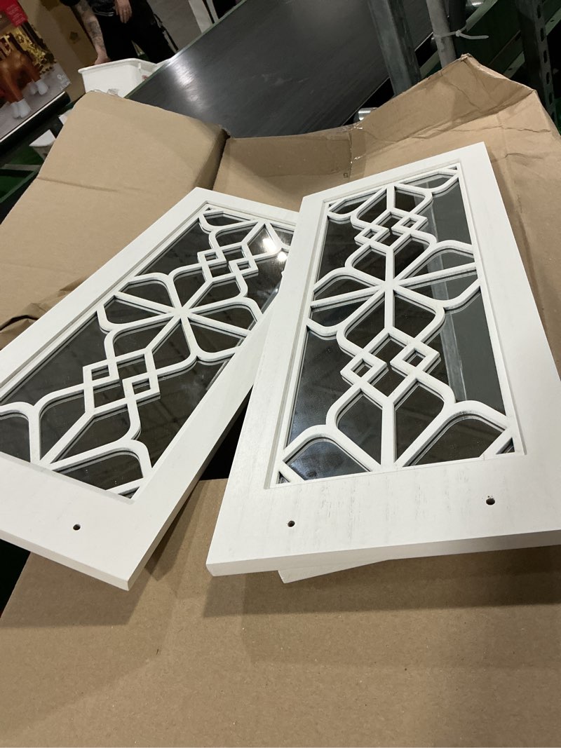 Condition photo showing As Is for white wood wal candle sconce holder set 2