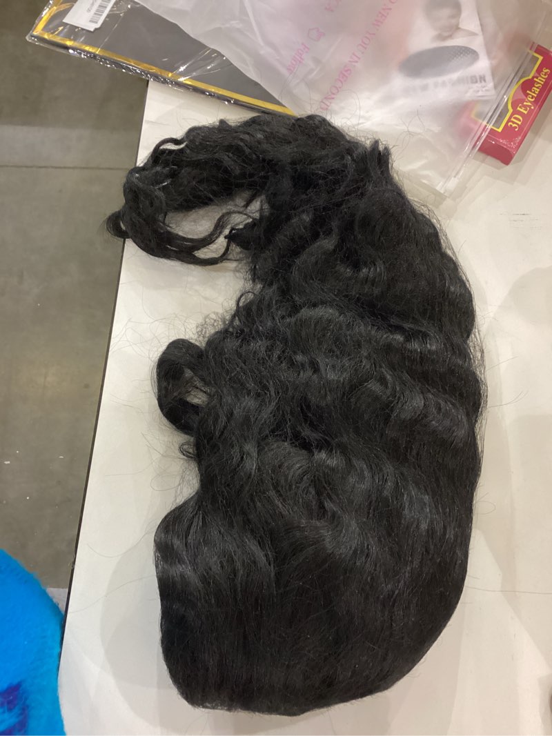 Condition photo showing As Is for Fencca Long Curly Black Wigs for Women Black Wavy Wig Natural Looking Loose Wave Hair Glueless Heat Resistant Synthetic Wig Hair Replacement Wig