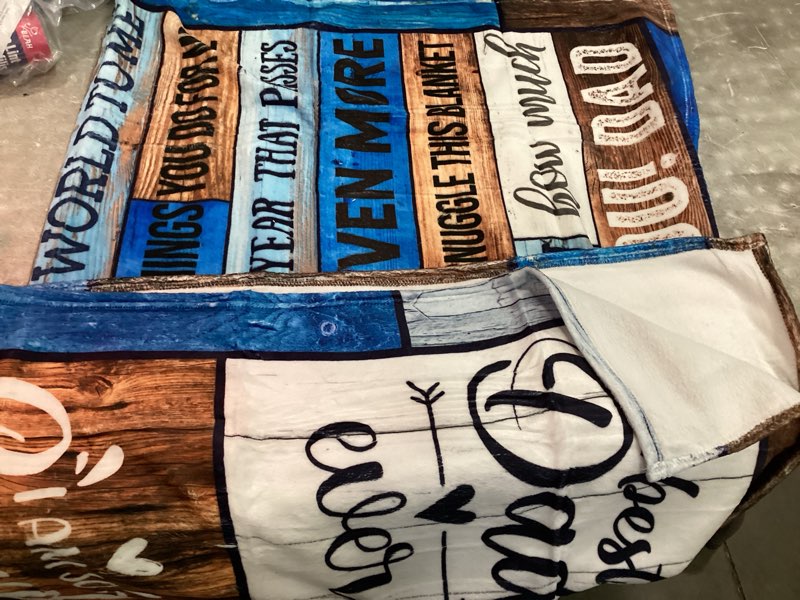 Condition photo showing As Is for dad birthday gift birthday gifts for dad from daughter son best dad gifts soft throw blanket for bedding sofa (dad gifts, 50 x 60 inch)