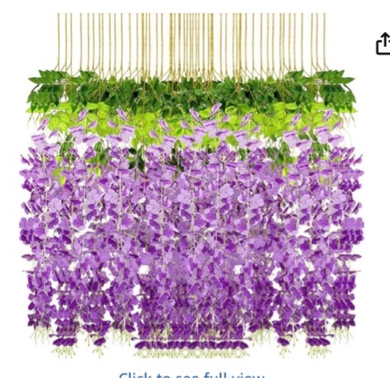 108 Pack 43.2 in/ 3.6 ft Artificial Fake Wisteria Hanging Flowers Wisteria Faux Flowers Garland Silk Wisteria Vine Rattan Long Hanging Flowers String for Home Outdoor Wedding Party 