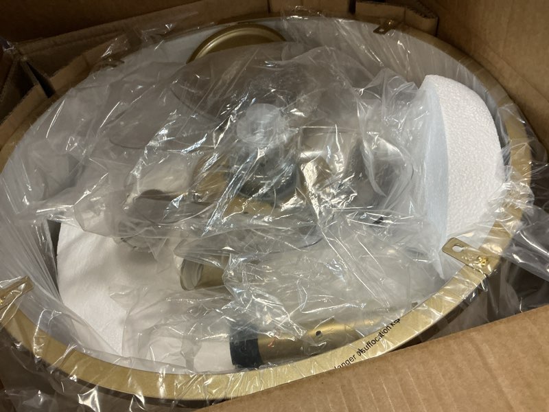 Condition photo showing Good Condition for caged ceiling fan with lights, flush mount 20" boho ceiling fans with lights remote control, low profile fabric bladeless with 6 speeds for bedroom, nursery, kitchen beige